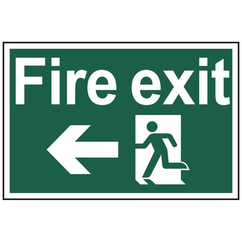 Scan Fire Exit Running Man Arrow Left - PVC Sign 300 x 200mm