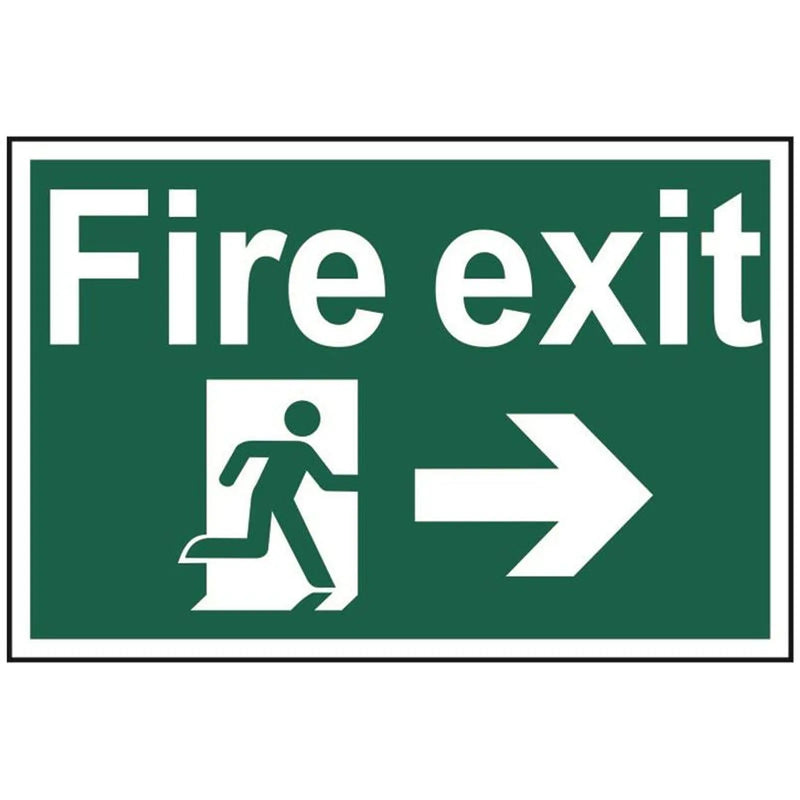 Scan Fire Exit Running Man Arrow Right - PVC Sign 300 x 200mm