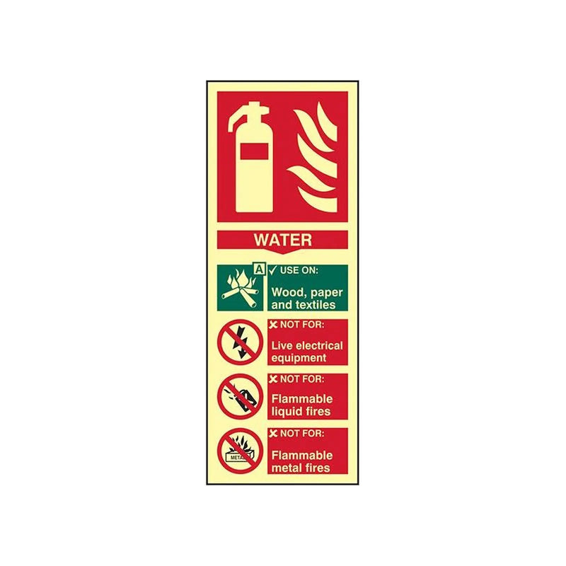 Scan Fire Extinguisher Composite Water - Photoluminescent 75 x 200mm