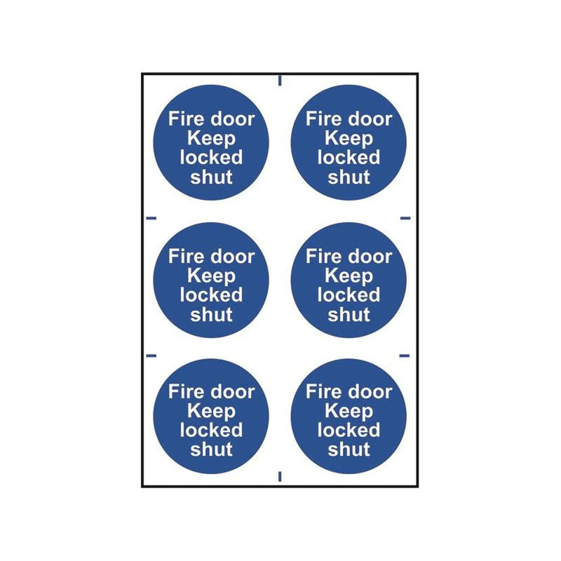 Scan Fire Door Keep Locked Shut - 6 PVC Signs 100 x 100mm