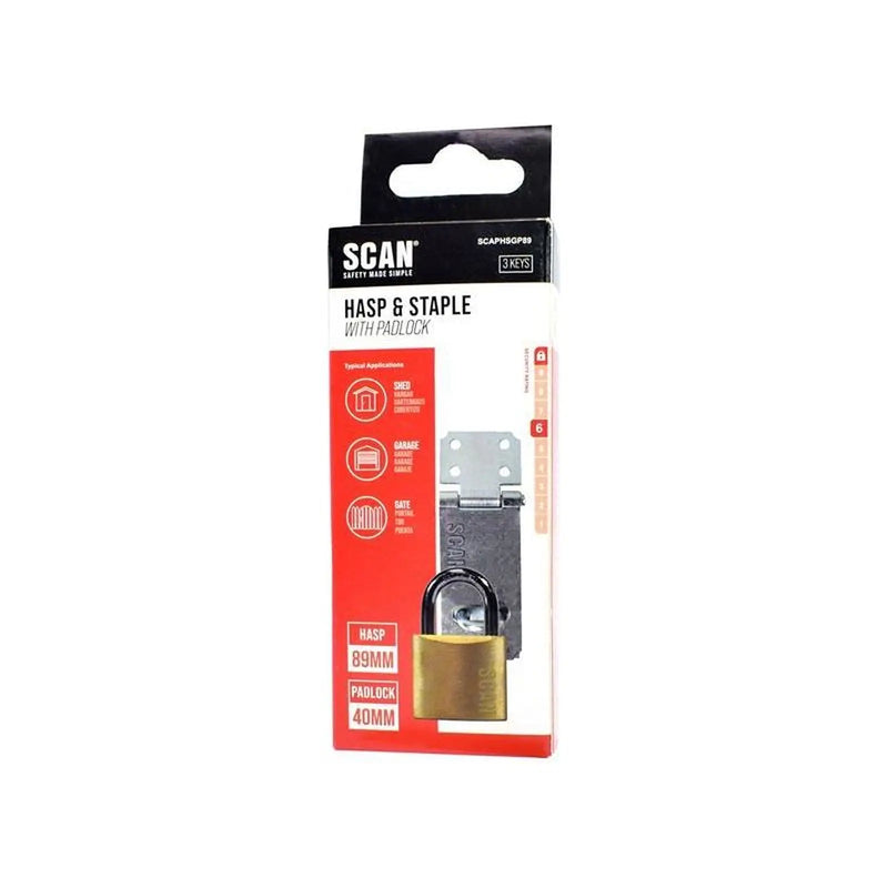 Scan Hasp and Staple 89mm + 40mm Padlock