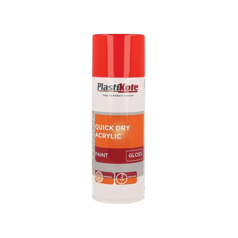 Plastikote Trade Quick Dry Acrylic Spray Paint Gloss Red 400ml