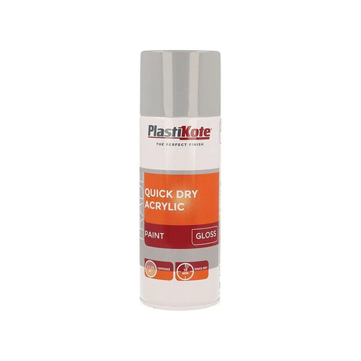 Plastikote Trade Quick Dry Acrylic Spray Paint Gloss Grey 400ml