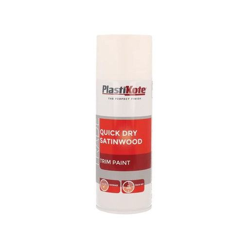 Plastikote Trade Quick Dry Trim Spray Satinwood White 400ml