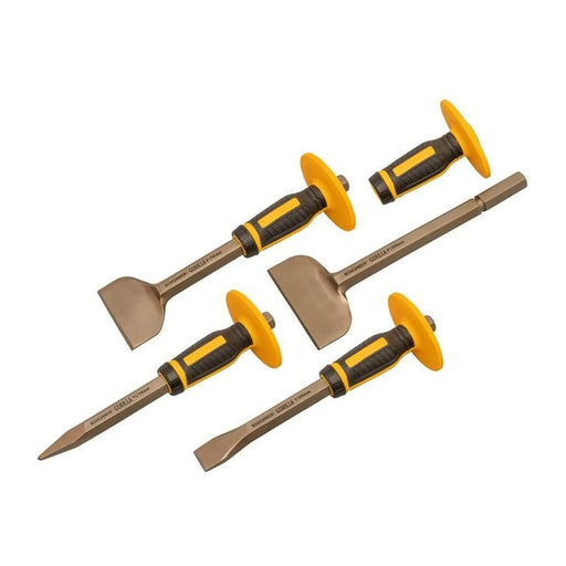 Roughneck Bolster & Chisel Set with Non-Slip Guards, 4 Piece