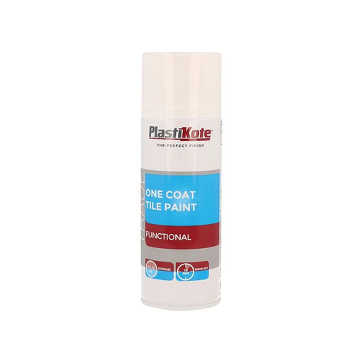 Plastikote Trade One Coat Spray Tile Paint Gloss White 400ml
