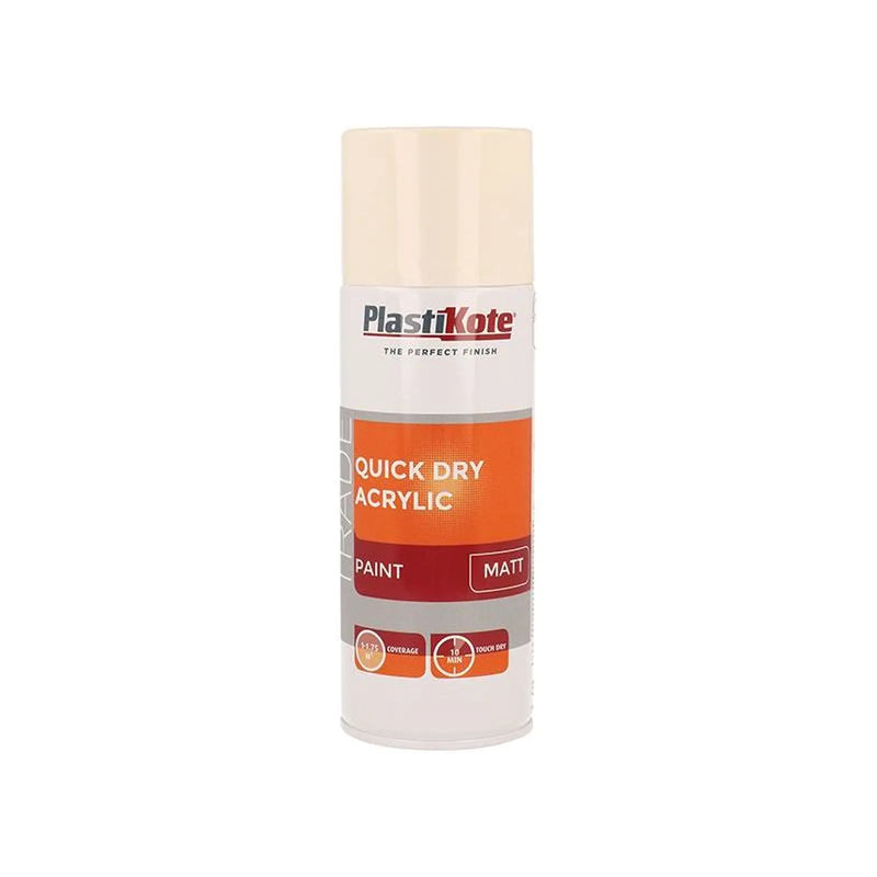 Plastikote Trade Quick Dry Acrylic Spray Paint Matt Magnolia 400ml