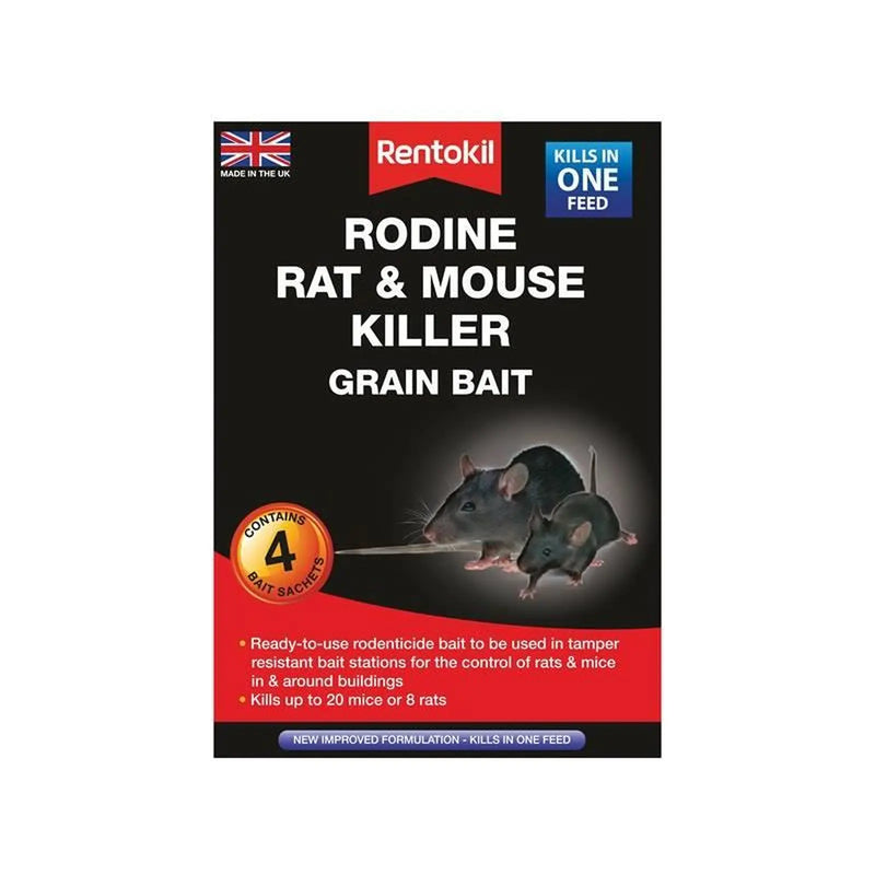 Rentokil Rodine Rat & Mouse Killer Grain Bait (Sachets 4)