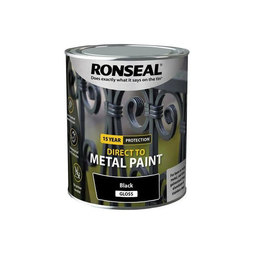 Ronseal Direct to Metal Paint Black Gloss 750ml