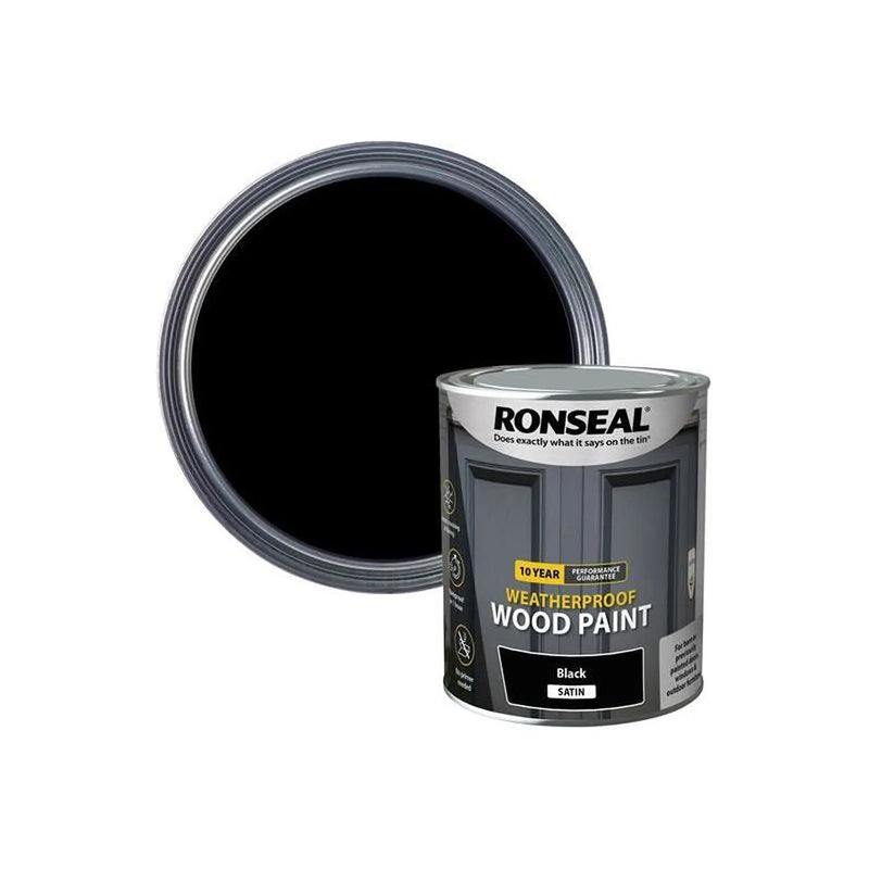Ronseal 10 Year Weatherproof Wood Paint Black Satin 750ml
