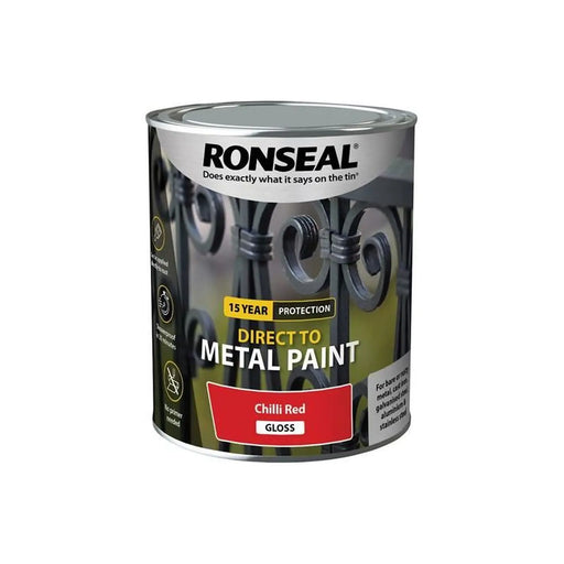 Ronseal Direct to Metal Paint Chilli Red Gloss 750ml