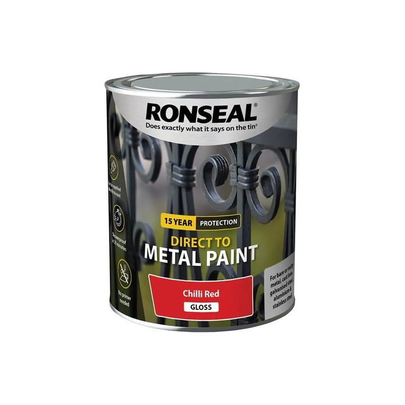 Ronseal Direct to Metal Paint Chilli Red Gloss 750ml