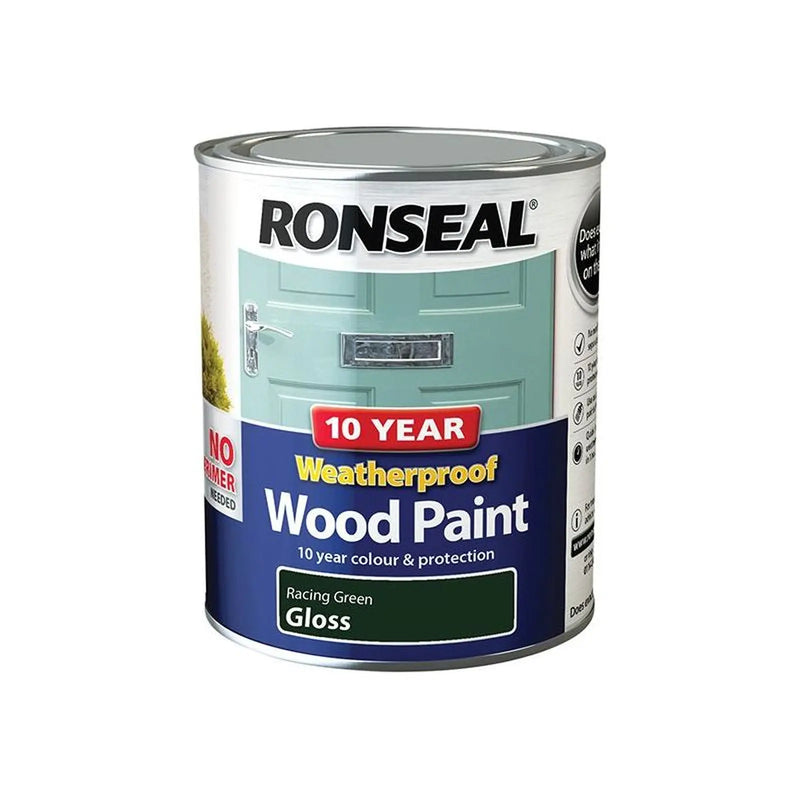 Ronseal 10 Year Weatherproof Wood Paint Racing Green Gloss 750ml