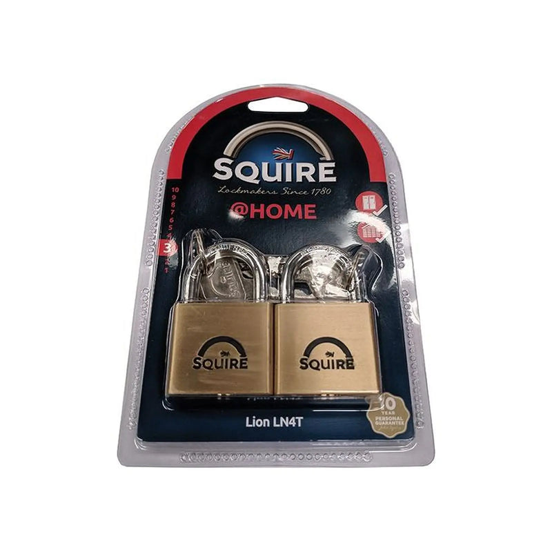 Squire LN4T Lion Brass Padlocks 5-Pin 40mm Twin Pack (2 x LN4KA)