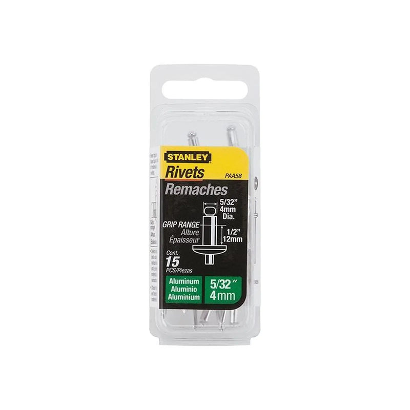 Stanley® Hand Tools 1-PAA58 Aluminium Rivets Long 4 x 12mm Pack of 15