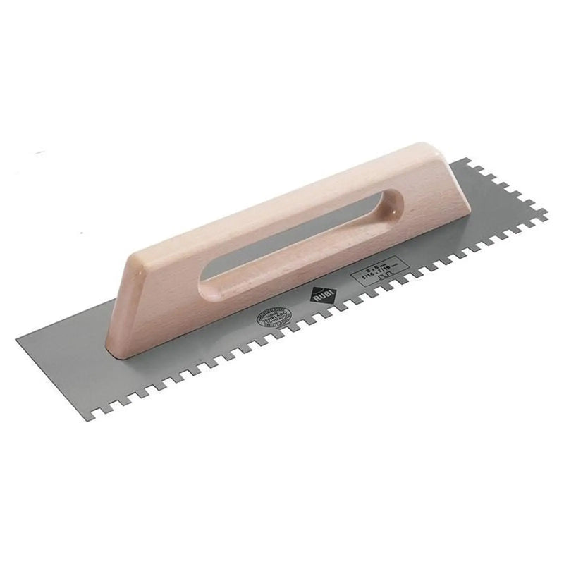 Rubi Tiling Tools Notched Steel Trowel Wooden Handle 19in