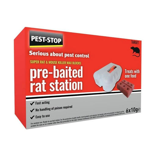 Pest-Stop (Pelsis Group) Super Rat & Mouse Killer Wax Block Pre-Baited Station