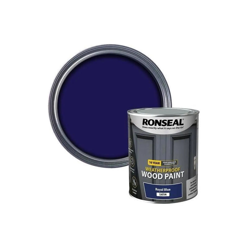 Ronseal 10 Year Weatherproof Wood Paint Royal Blue Satin 750ml