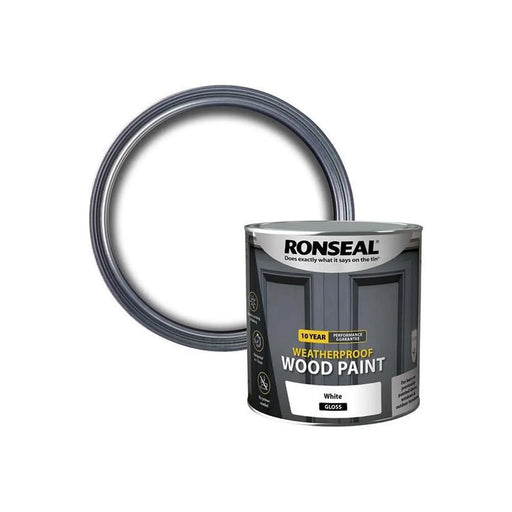 Ronseal 10 Year Weatherproof Wood Paint White Gloss 2.5 litre
