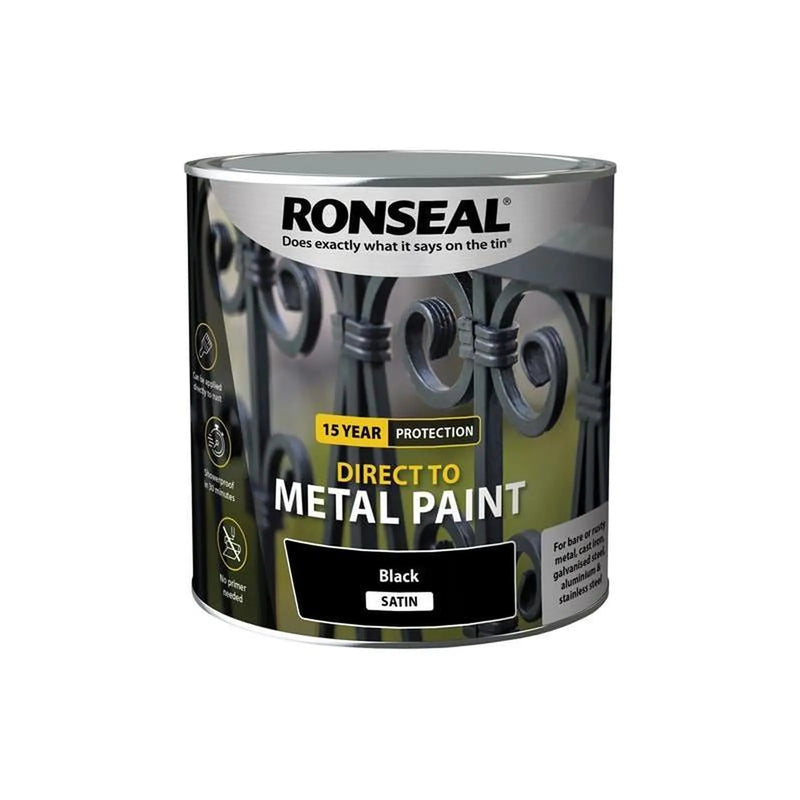 Ronseal Direct to Metal Paint Black Satin 2.5 litre