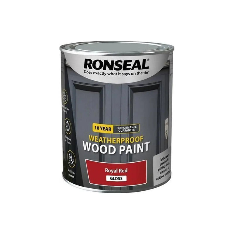 Ronseal 10 Year Weatherproof Wood Paint Royal Red Gloss 750ml