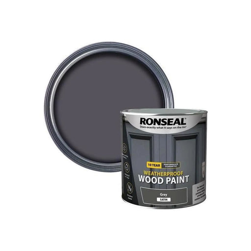 Ronseal 10 Year Weatherproof Wood Paint Grey Satin 2.5 litre