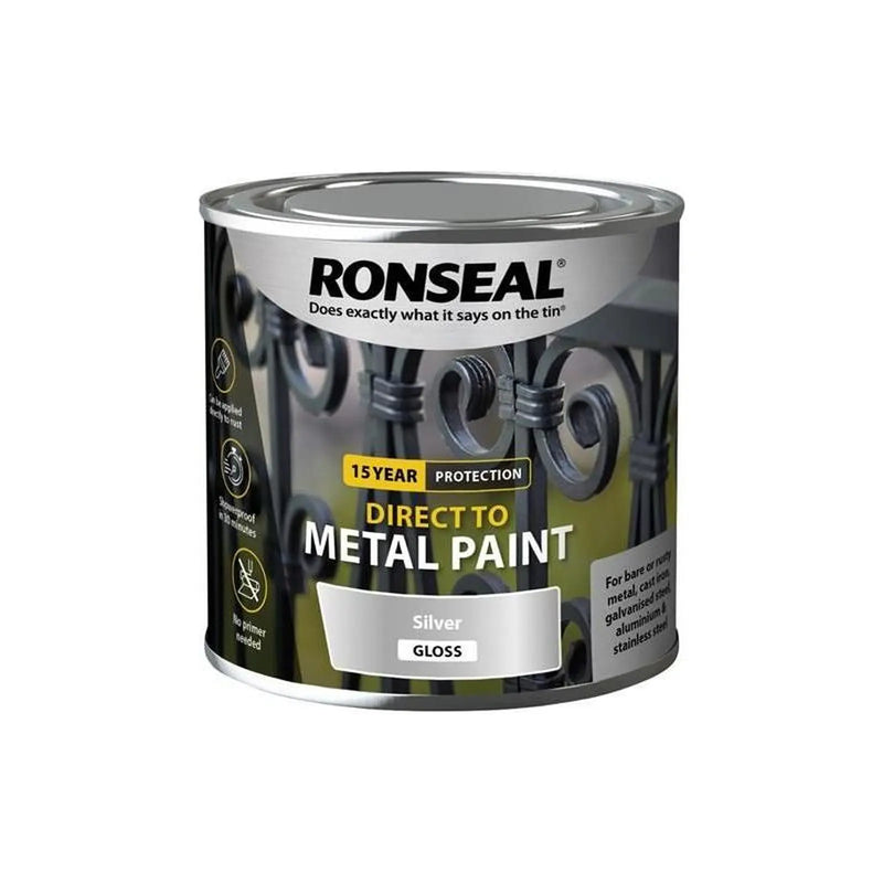 Ronseal Direct to Metal Paint Silver Gloss 250ml