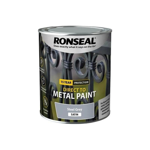 Ronseal Direct to Metal Paint Steel Grey Satin 750ml