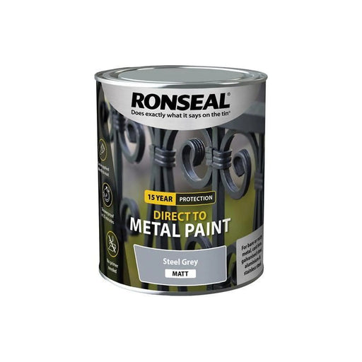 Ronseal Direct to Metal Paint Steel Grey Matt 750ml