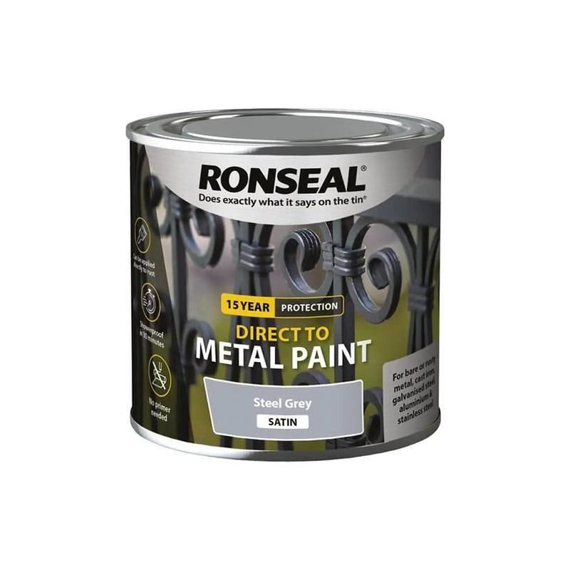 Ronseal Direct to Metal Paint Steel Grey Satin 250ml