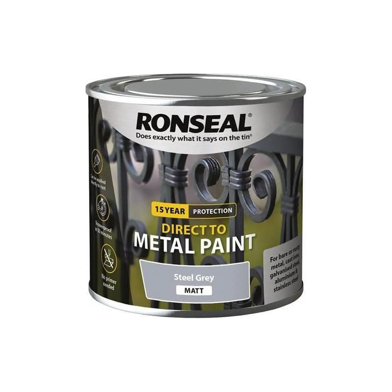 Ronseal Direct to Metal Paint Steel Grey Matt 250ml