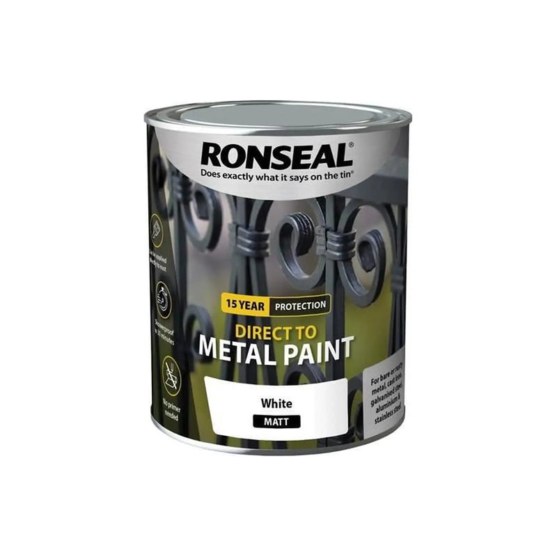Ronseal Direct to Metal Paint White Matt 750ml