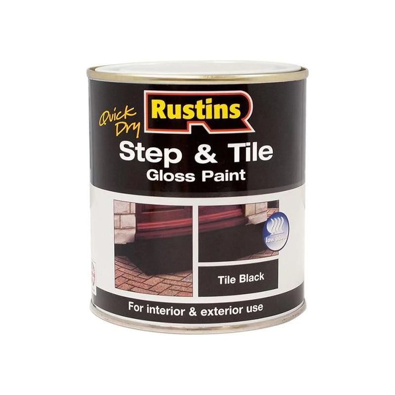 Rustins Quick Dry Step & Tile Paint Gloss Black 1 litre