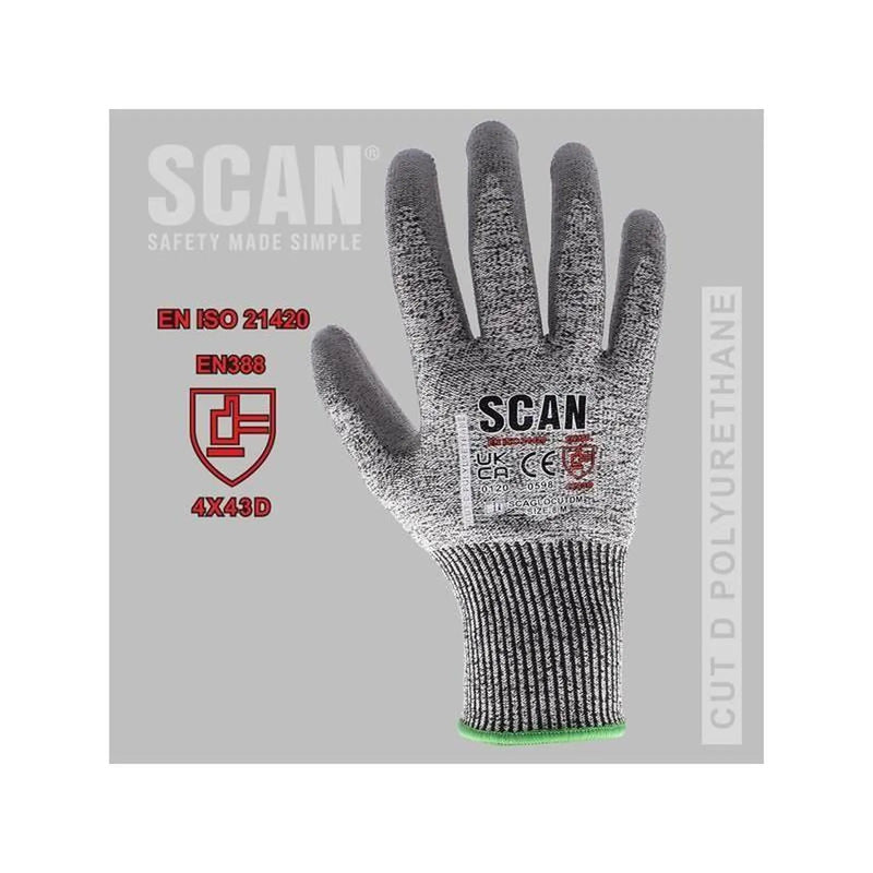 Scan PU Palm Cut D Gloves - XL (Size 10)