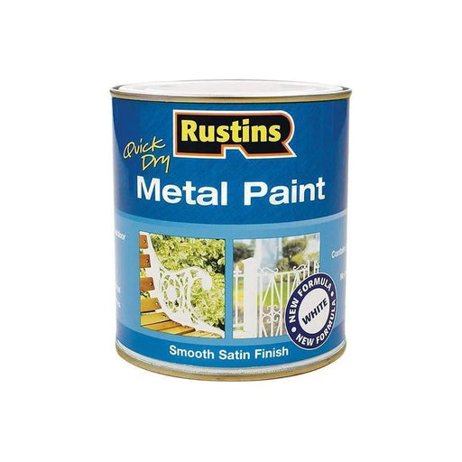 Rustins Quick Drying Metal Paint Smooth Satin White 250ml
