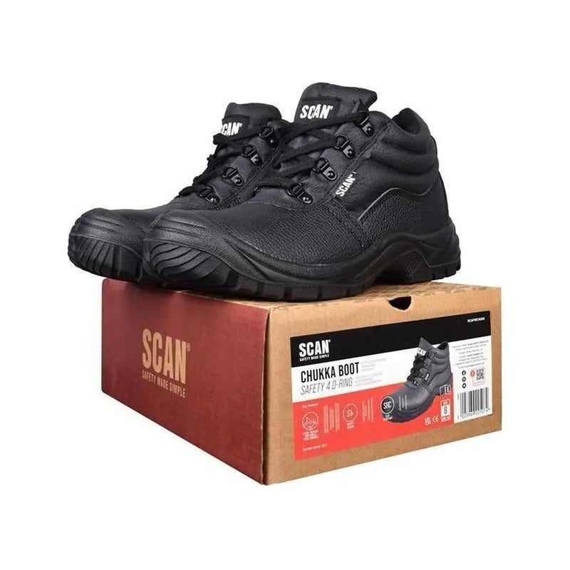 Scan 4 D-Ring Chukka Safety Boots Black UK 6 EUR 40