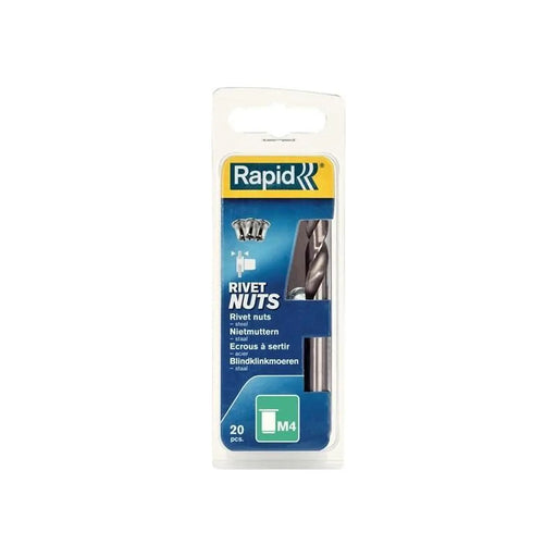Rapid Steel Rivet Nuts M4 (Pack 20 + Free Drill Bit)