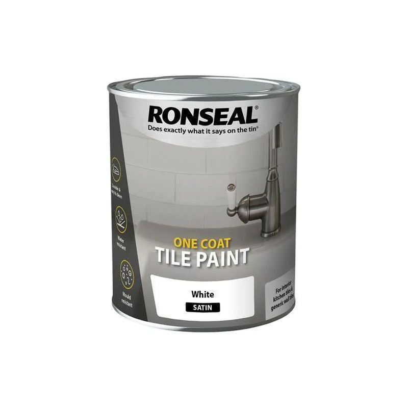 Ronseal One Coat Tile Paint White Satin 750ml