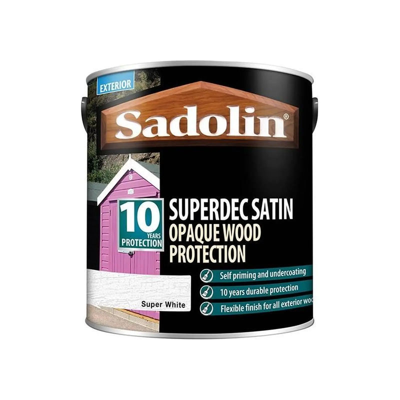 Sadolin Superdec Opaque Wood Protection Super White Satin 2.5 litre