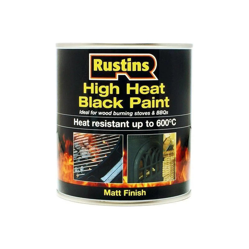 Rustins High Heat Paint 600°C Black 500ml