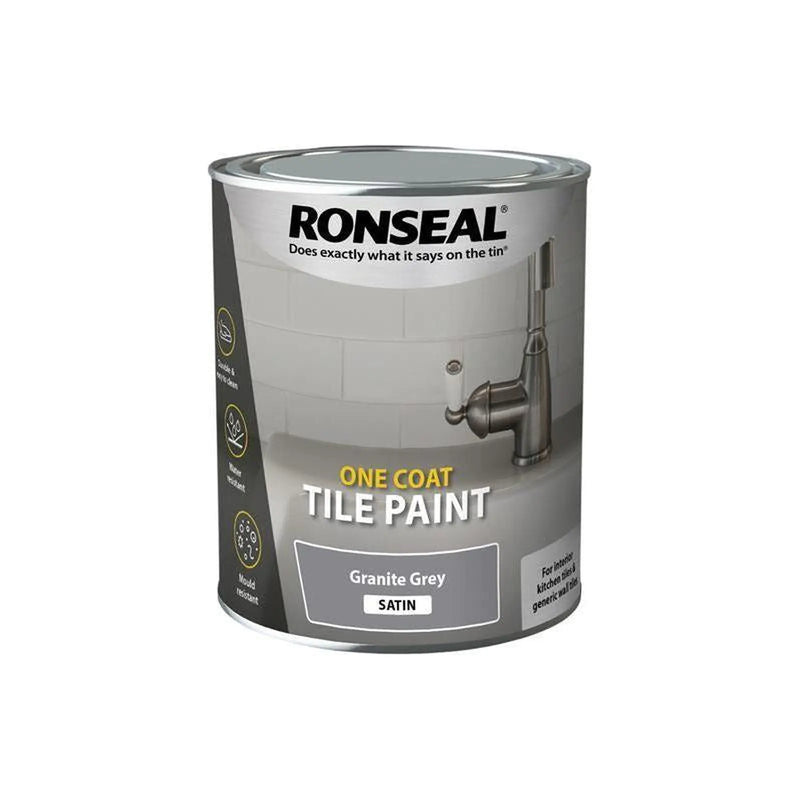 Ronseal One Coat Tile Paint Granite Grey Satin 750ml