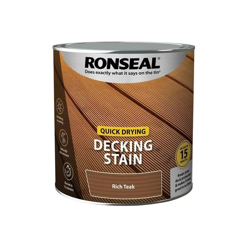 Ronseal Quick Drying Decking Stain Rich Teak 2.5 litre
