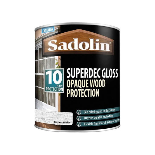 Sadolin Superdec Opaque Wood Protection Super White Gloss 1 litre