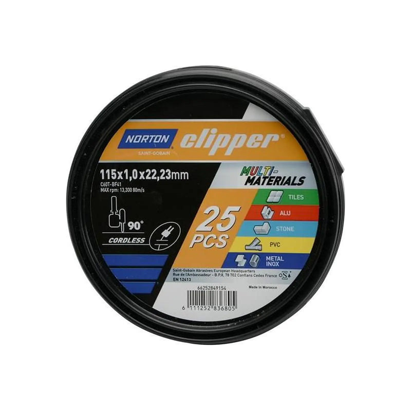 Norton Clipper Clipper® Multi-Material Cutting Discs 115 x 22.23mm (Tub of 25)