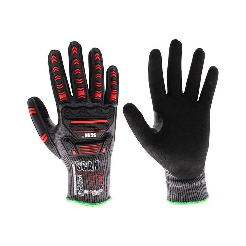 Scan Nitrile Palm Impact Cut D Gloves - M (Size 8)