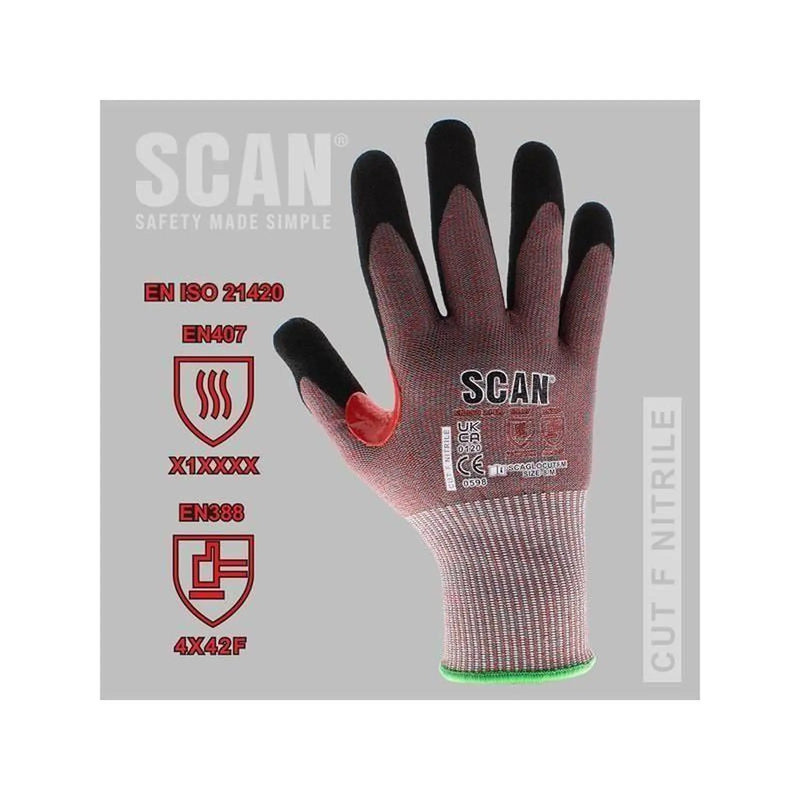 Scan Nitrile Palm Cut F Gloves - XL (Size 10)
