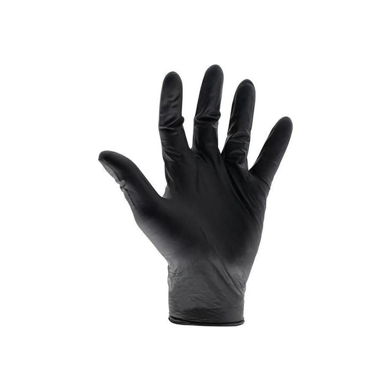 Scan Black Heavy-Duty Nitrile Disposable Gloves Large Size 8 (Box of 100)