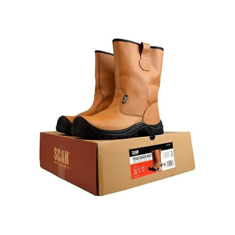 Scan Texas Lined Rigger Boots Tan UK 10 EUR 44