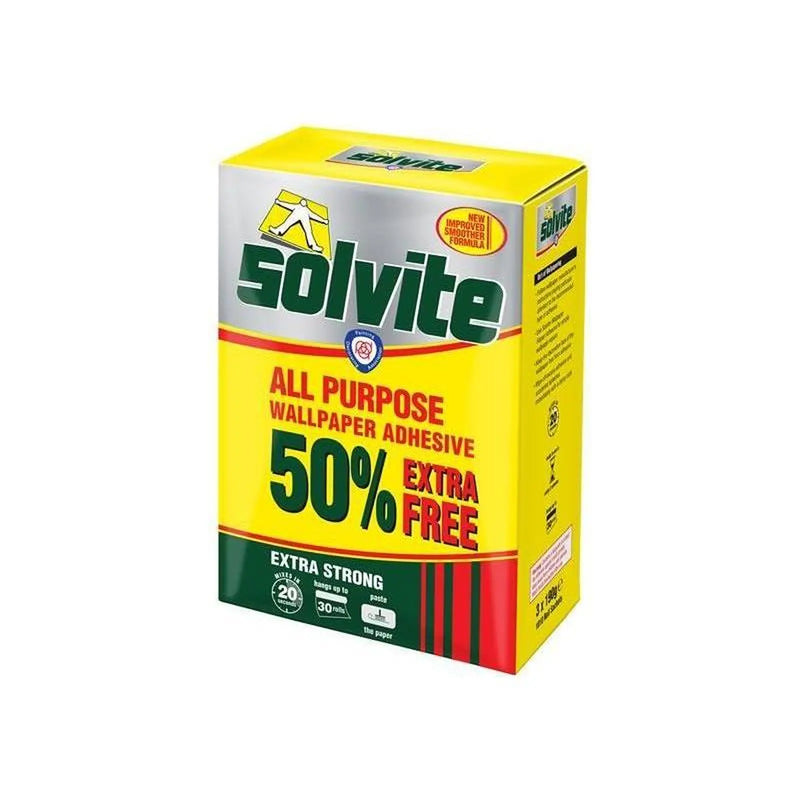 Solvite All Purpose Extra Strong Wallpaper Paste - 20 Roll Box with 50% Free
