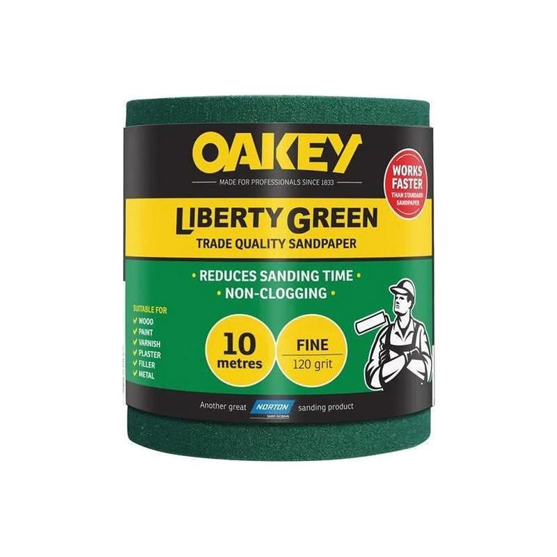 Oakey Liberty Green Sanding Roll 115mm x 10m Fine 120G
